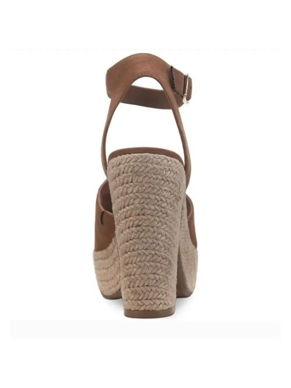 Sun & Stone Micro Suede Cognac Brown Retro Espadrille Platform Sandals 10 M